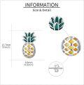 wholesale 925 Sterling Silver Pineapple Stud Earrings with Green Leaves and Yellow Slices-0-4