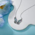 wholesale 925 Sterling Silver Butterfly Turquoise Stone Pendant Necklace for Women Girls  43cm Chain Length-0-2