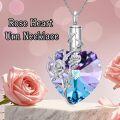 wholesale TOUPOP Rose/lotus/sunflower Flower Cremation Urn Necklace For Ashes 925 Sterling Silver Heart Crystal Memorial Jewelry For Women -0-5