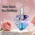 TOUPOP 925 Sterling Silver Rose Crystal Flower Cremation Urn Necklace-0-5