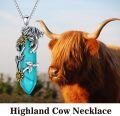 wholesale 925 Sterling Silver Turquoise Sunflower Highland Cow Pendant Necklace Gifts for Women-0-5