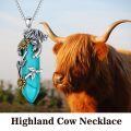wholesale 925 Sterling Silver Blue Crystal Heart Highland Cow Pendant Necklace Gifts for Women-0-5