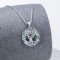 TOUPOP Sterling Silver Blue Crystal Celtic Tree Of Life Necklace Pendant-0-4