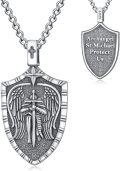 wholesale 925 Sterling Silver Archangel St Michael Protect Us Shield Pendant Necklace 925  for Men & Women-0-0