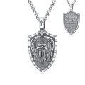 wholesale 925 Sterling Silver Archangel St Michael Protect Us Shield Pendant Necklace 925  for Men & Women-0-0