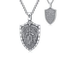 wholesale 925 Sterling Silver Archangel St Michael Protect Us Shield Pendant Necklace 925  for Men & Women-A-St Michael Necklace Shield Charm B