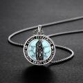 wholesale 925 Sterling Silver Saint Peregrine Pendant with Turquoise Stone - Cancer Patron Saint Medal Necklace for Men & Women-0-2