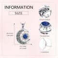 wholesale 925 Sterling Silver Blue Lapis Lazuli Sun & Moon Crescent Star Pendant Necklace-0-4