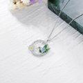 wholesale 925 Sterling Silver Blue Moonstone Hummingbird & Flower Pendant Necklace-0-3