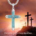 wholesale 925 Sterling Silver Turquoise Inlay Cross Pendant Necklace for Men Religious s-0-5