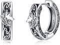 wholesale 925 Sterling Silver Viking Celtic Wolf Skull Huggie Hoop Earrings for Men & Women-0-0