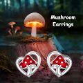 wholesale 925 Sterling Silver Mushroom Heart Stud Earrings for Women Gift Ideas-0-4