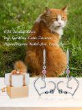 wholesale 925 Sterling Silver Pink Stone Heart Cat Paw Drop Dangle Earrings for Women Girls s 4cm Long-0-5