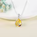 wholesale 925 Sterling Silver Amber Bee Flower Pendant Necklace Wholesale for Women-0-3