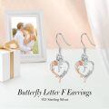 TOUPOP Sterling Silver Rose Heart Butterfly Initial F Letter Drop Dangle Earrings-0-2