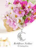 wholesale  Sterling Silver Moon Pendant Birth Flower Necklace for Women -0-11