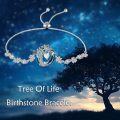 wholesale  Sterling Silver Gemstone Tree of Life Bracelet for Women Birthstone Charm Gift for Wife Mom -0-57