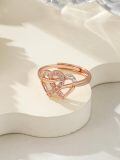 wholesale 925 Sterling Silver Pink And White Crystal Ribbon Ring-0-1