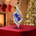 TOUPOP Sterling Silver Sapphire Sister Necklace September Birthday Gift-0-5