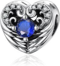 wholesale 925 Sterling Silver Stone Angel Wing Charm Bracelet Jewelry Gift for Women-09 Sep - Sapphire