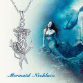 wholesale 925 Sterling Silver Mermaid on Anchor Pendant Necklace for Women-0-1
