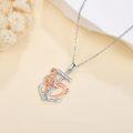 wholesale 925 Sterling Silver Heart-Shaped Anchor Pendant Necklace with Rose Gold Accents and Chain for Women-0-3