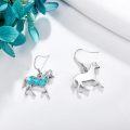 wholesale 925 Sterling Silver Turquoise Horse Shape Dangle Drop Earrings for Women-0-3