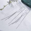 wholesale 925 Sterling Silver Crystal Drop Earrings White Gold Plated Long Tassel Chain-0-2