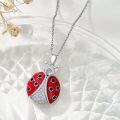 wholesale 925 Sterling Silver Ladybug Photo Locket Pendant Necklace with Chain for Women Girls  45cm Length-0-1
