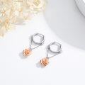 wholesale 925 Sterling Silver Gold Plated Rose Flower Drop Dangle Huggie Hoop Earrings for Women Girls  4cm Length-0-1