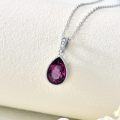 wholesale 925 Sterling Silver Purple Garnet & Cubic Zirconia Pear Drop Pendant Necklace for Women's Gifts-0-4