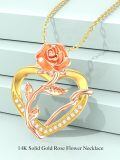 TOUPOP 14K Gold & Stone Flower Heart Pendant Necklace for Women-0-2