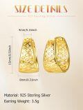 wholesale Gold-plated 925 Sterling Silver Geometric Pattern Hoop Earrings for Women-0-2
