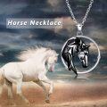 wholesale 925 Sterling Silver Black Crystal Geometric Horse Head Circle Pendant Necklaces - Mothers Day Gift for Her-0-4