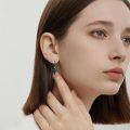 wholesale 925 Sterling Silver Black Plated Turquoise Bull Skull Drop Earrings-0-5