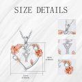 wholesale 925 Sterling Silver Zircon Rose Heart Initial Letter Pendant Necklace for Women-0-5