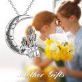 wholesale 925 Sterling Silver Moon & Back Necklace Gift for Mom Nana Mother Daughter Love Pendant-0-3