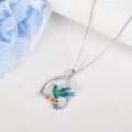 wholesale 925 Sterling Silver Heart-Shaped Hummingbird Pendant with Enamel and Cubic Zirconia Necklaces for Women-0-3