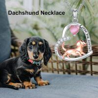 wholesale Sterling Silver Birthstone Dachshund Necklace Dog Lover Gift-1-Cat Eye