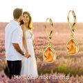 wholesale 14K Gold Blue Fire Opal Teardrop Dangle Lever Back Earrings for Women-0-11