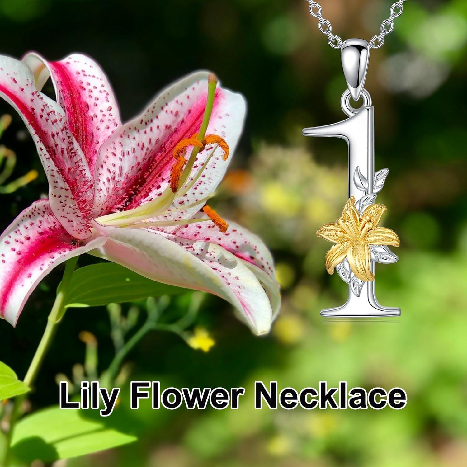 wholesale 925 Sterling Silver Lucky Number 0-9 Lily Flower Pendant Necklace-0-2