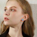 wholesale 925 Sterling Silver Turquoise Earrings for Women, 7.5mm Studs, Hypoallergenic Gift for Mom Wife-0-3