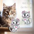 wholesale 925 Sterling Silver Cat Bowknot Heart Stud Earrings  for Girls and Women-0-5
