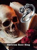 wholesale 925 Sterling Silver Skull And Rose Rings Wholesale With Crystal Center-0-5