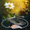 wholesale 925 Sterling Silver Flower Feather Charm Bracelet for Women -0-2