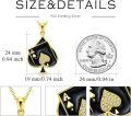 wholesale 925 Sterling Silver Black Enamel Ace of Spades Heart Pendant Necklace for Women-0-3