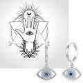 wholesale 925 Sterling Silver Evil Eye Hoop Earrings With Blue And Clear Cubic Zirconia-0-1