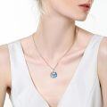 wholesale 925 Sterling Silver Blue Crystal Celtic Phoenix Pendant Necklace-0-1