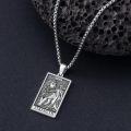 wholesale 925 Sterling Silver Tarot Card Pendant - Strength (Lion & Woman) Charm Necklace for Men Women Gifts Jewelry Accessories -0-5