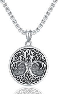 wholesale 925 Sterling Silver & 925 Gold Plated Yin Yang Tree Of Life Coin Pendant Necklace  - Length: Adjustable from 63cm to 74cm (Approx.)-Silver